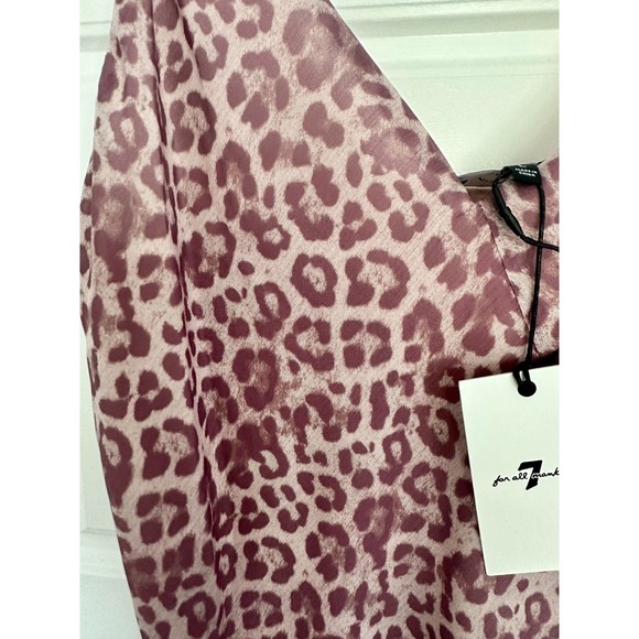 7 for All Mankind Seamed Chiffon Slip Dress in Rose Leopard Pink | Size Large - Picture 7 of 8